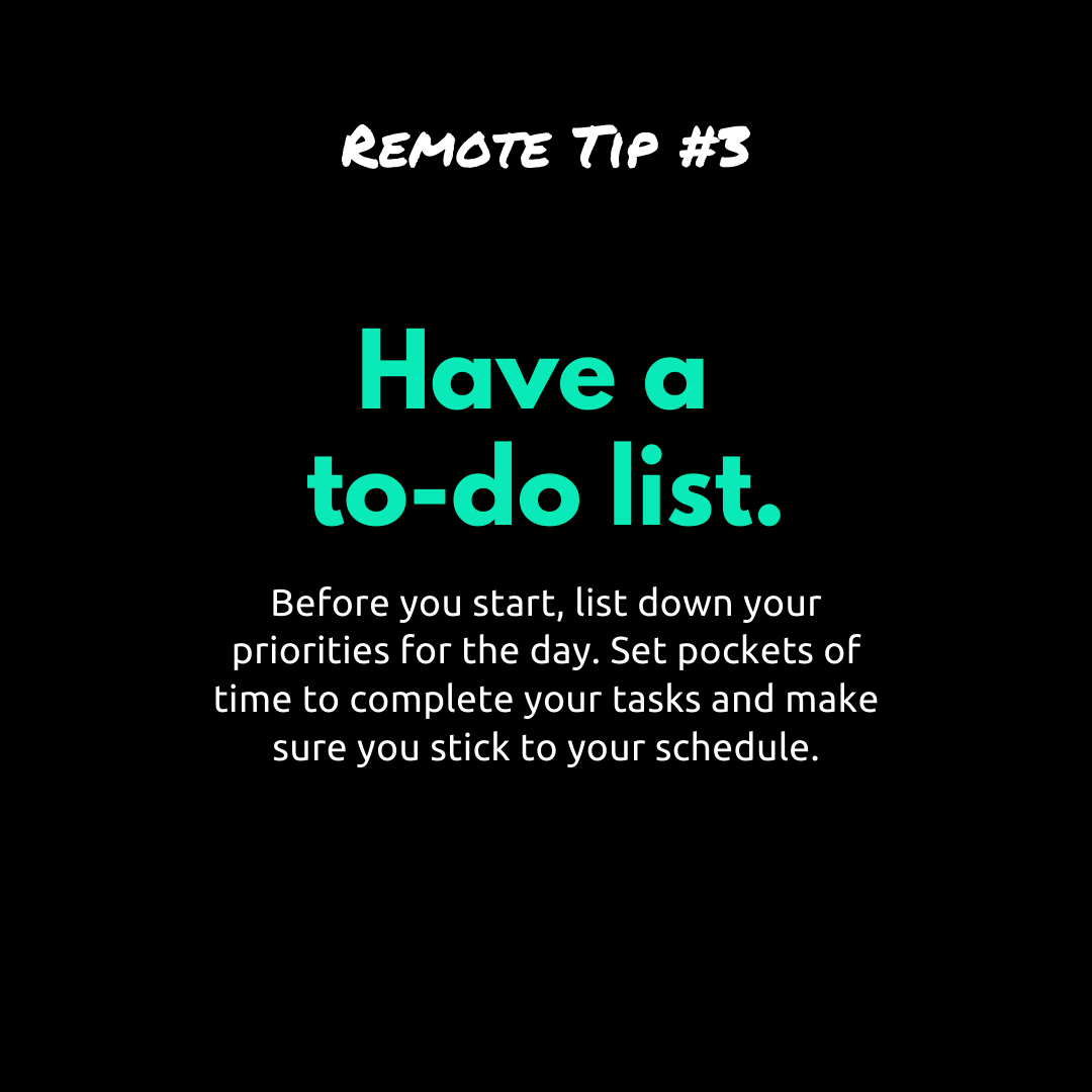 remote_za's tweet photo. #remotework tip No.3 : Have a to-do list!

We work on the three frogs principle, how do you prioritize?

#workfromhome #getremote #jobseekers https://t.co/zRKHE26EhQ