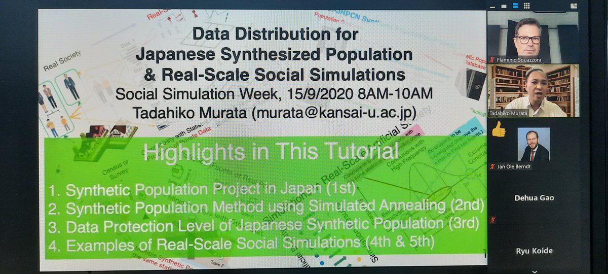 squazzoni's tweet photo. #SSW2020 is in Japan this morning with a tutorial on #synthetic #population and #realscale #simulation by Tadahiko Murata from Kansai University! https://t.co/6ynj3HnUiK