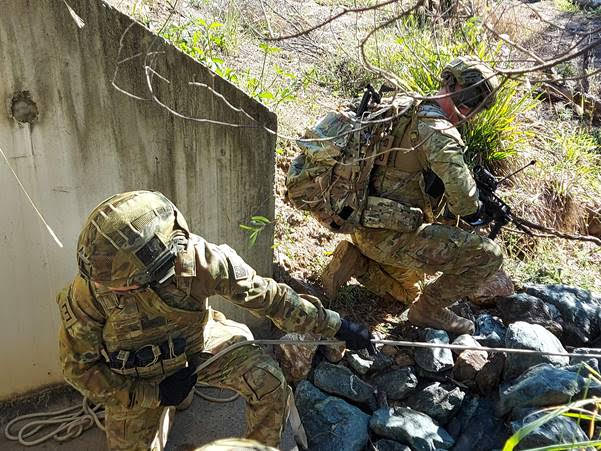 Combat rescue operators from <a href="/_2_CER/">2 CER</a> and 6 Avn Regt training in personnel rescue from confined spaces, providing the skills to perform safe and successful rescues using rope accent techniques and monitoring of the atmosphere using specialist equipment.