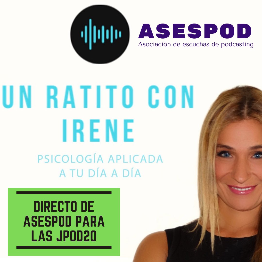 Asespod's tweet photo. Recordamos que este año @irenelopezassor con su podcast “Un ratito con Irene” es el #podcast elegido por los socios de ASESPOD. Y que participará en los directo de @jpod20gijon que se celebrarán del 13 al 15 de Noviembre en Gijón https://t.co/l1yNGAMq21 https://t.co/Uf55uqJsFa