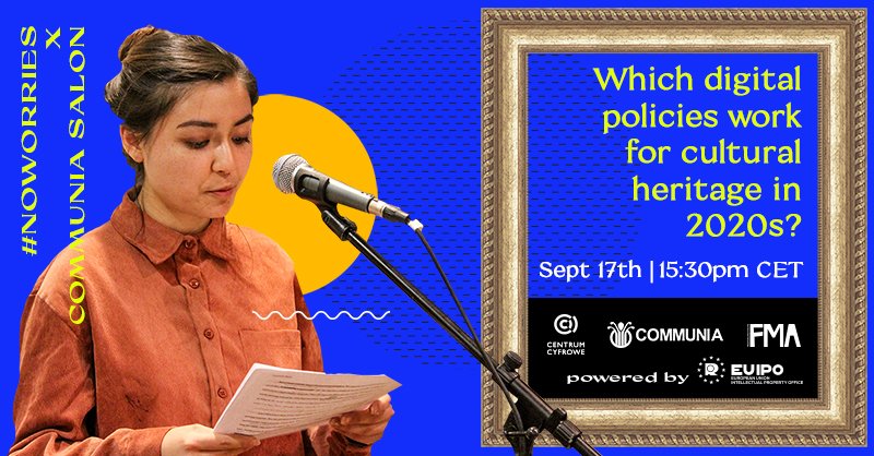 EU Commission has just closed consultations on digital tech and heritage. Join us this Thursday for Communia salon on this issue with @ariamatas (<a href="/EuropeanaIPR/">Europeana Copyright</a>), <a href="/Brigitte_Vezina/">Brigitte Vézina</a> (<a href="/creativecommons/">Creative Commons</a>), @73553H (<a href="/tribeofnoise/">Tribe of Noise</a>) and our <a href="/paul_keller/">Paul Keller</a>.  communia-association.org/2020/09/09/com…