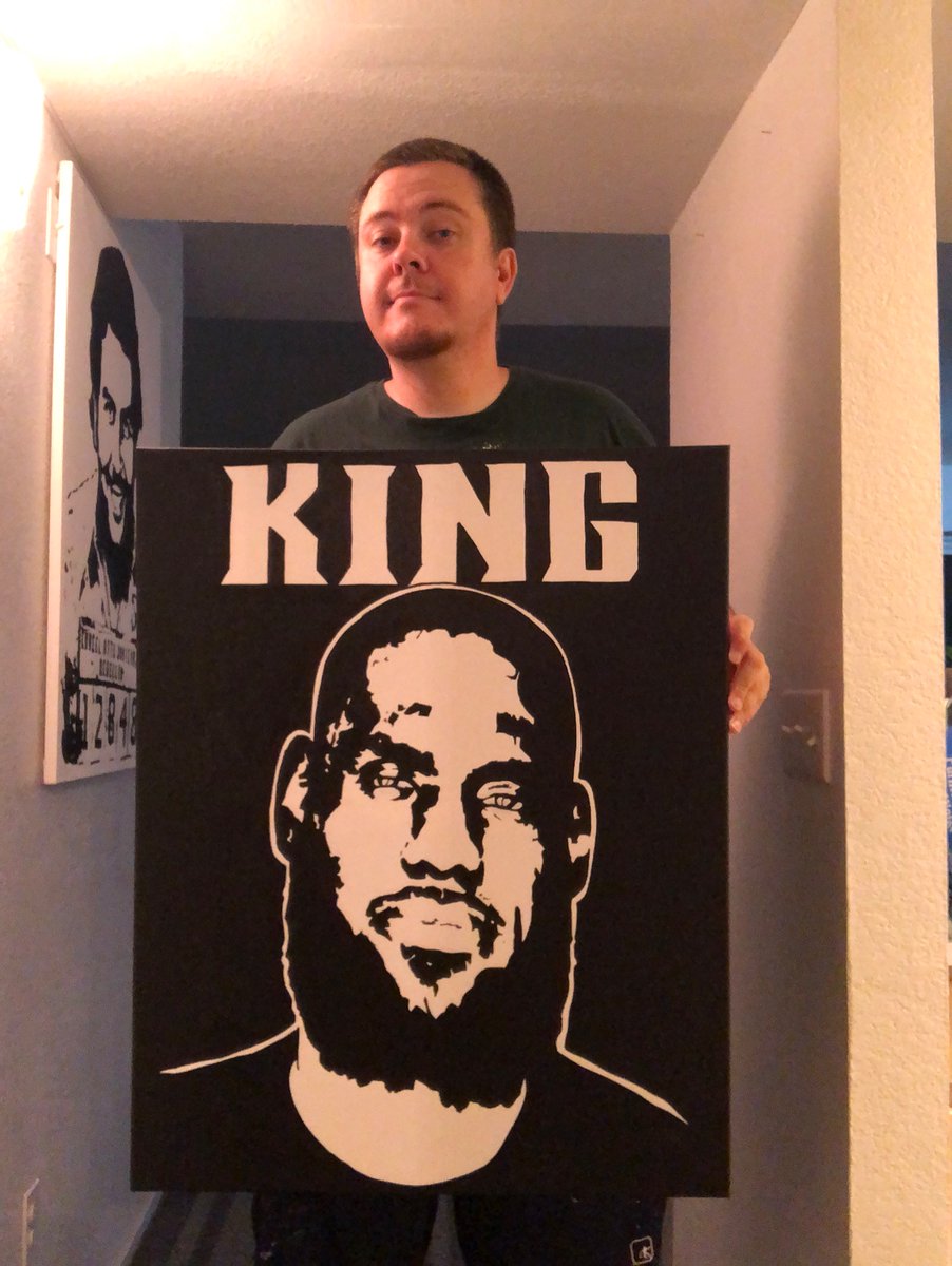 King James 24x30 inch painting. #LBJ #KingJames #MoreThanAAthlete #Nike #LebronJames #Lakers #LA #LakeShow #StaplesCenter #GOAT #MichaelJordan #KobeBryant #LarryBird #Shaq #KD #Dwade #ChrisBosh #Basketball #Sprite #King @kingjames @solectionlv