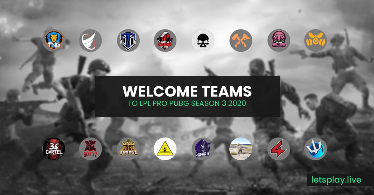 With Season 3 of #PUBG Pro League only 6 days away we can proudly announce our 16 team lobby!

Which of our contenders do you want to win?
<a href="/TuffNationGG/">Tuff Nation Gaming🦁</a> 
@BlessedESP 
<a href="/BizarreGamingGG/">Bizarre Gaming</a> 
<a href="/BAE_PUBG/">Battle Arena Elites (B.A.E.)</a> 
@CarnageOCE 
@FURYGlobaI 
<a href="/TeamBliss_ES/">Team Bliss</a> 
<a href="/PandemicOCE/">Pandemic Esports</a>