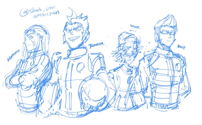 The commissions I was working on stream tonight. I think I'm gonna mess around with the head of the running one a biiiit more. 