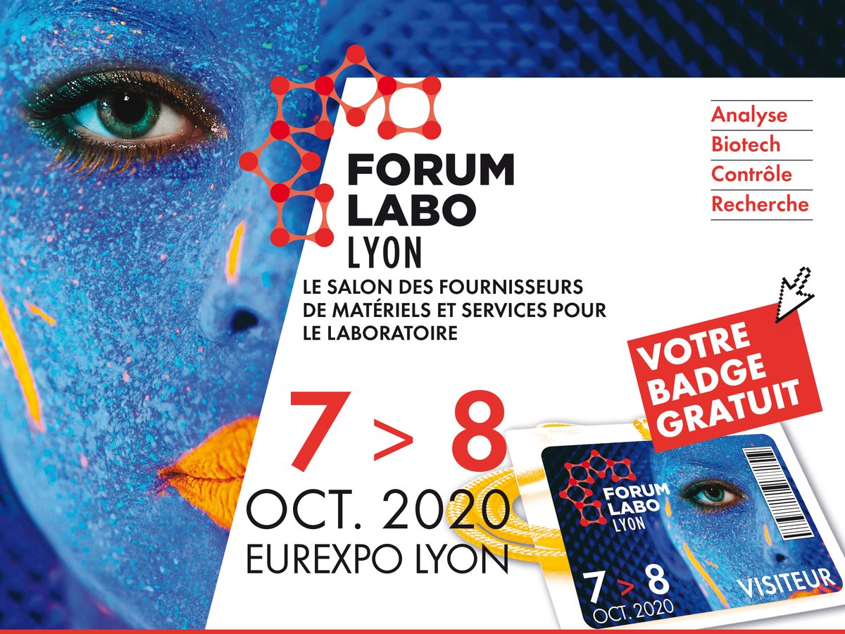 ForumLabo's tweet photo. Retrouvons-nous à #ForumLABO LYON, rendez-vous majeur de la communauté scientifique les 7 et 8 octobre à Eurexpo.
🎟 Obtenez gratuitement votre badge d'accès : https://t.co/85285qIA7V
#biotechno #forumlabo2020 #badge https://t.co/UsMSrfT7Td