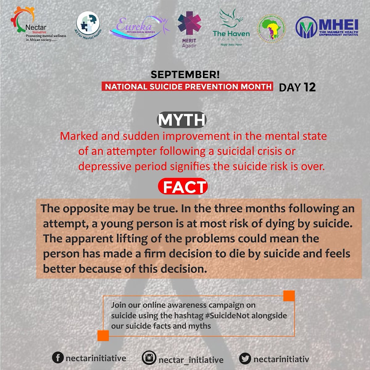 Let's join hands to say no to suicide 
#SuicideNot #MoveForMentalHealth #mentalhealth4COVID19 #MentalHealthMatters #mentalhealth #mentalillness #mentalhealthawareness #depressionawareness #suicidepreventionmonth #suicideprevention #depression #depressionhelp