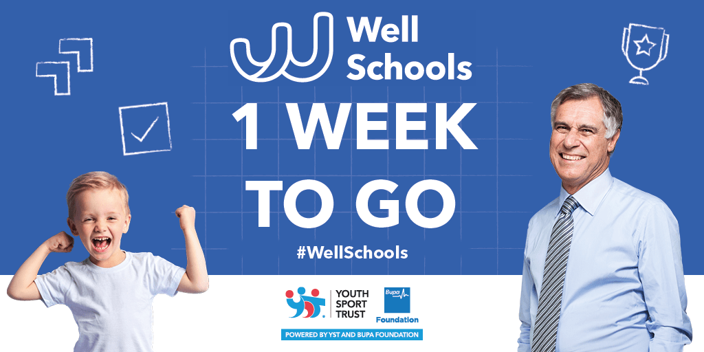 Youth Sport Trust (@youthsporttrust) on Twitter photo One week to go until the launch of #WellSchools! 
Register for the virtual launch event taking place 4-5pm on 22 September 👉 bit.ly/YSTWSregister 
Speakers include <a href="/AliOliverYST/">Ali Oliver</a>, <a href="/DrRadhaModgil/">Dr Radha</a>, @lisafathersAFL and @BupaFoundation Director Anna Russell. One week to go until the launch of #WellSchools! 
Register for the virtual launch event taking place 4-5pm on 22 September 👉 bit.ly/YSTWSregister 
Speakers include <a href="/AliOliverYST/">Ali Oliver</a>, <a href="/DrRadhaModgil/">Dr Radha</a>, @lisafathersAFL and @BupaFoundation Director Anna Russell.