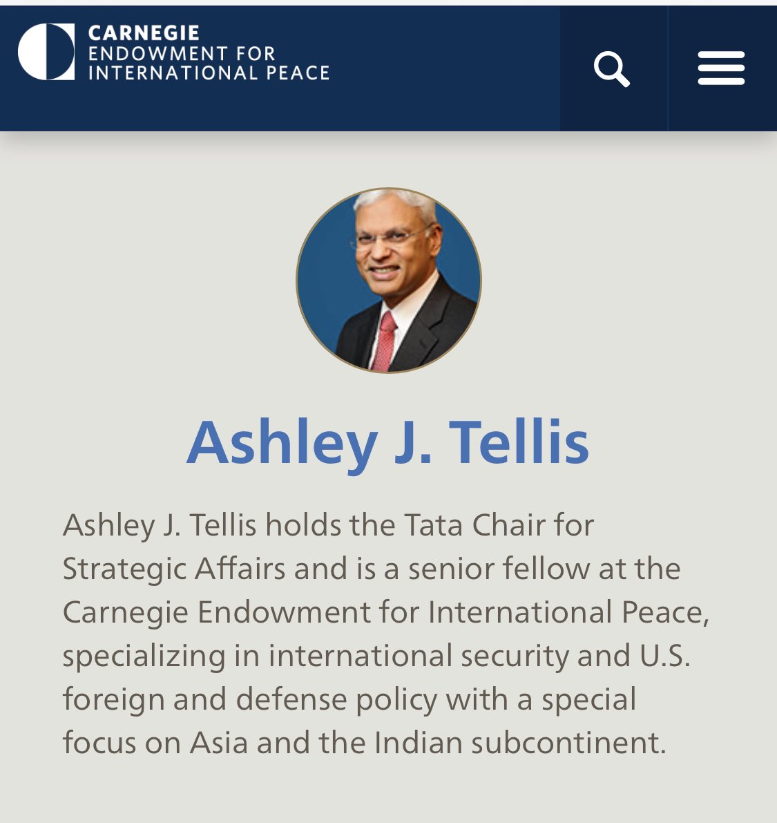 In 2016, Carnegie Endowment even opened an office in New Delhi India & established the ‘Tata Chair for Strategic Affairs’ understandably with ‘donations’ by the Indian billionaire Ratan Tata.Ashley J Tellis was appointed as the senior fellow with focus on the Subcontinent./14