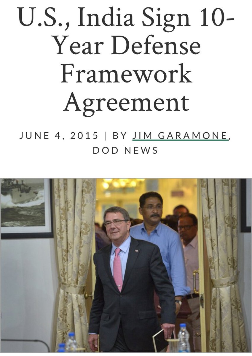 US & India signed a “10 year Defence Framework Agreement” in 2015 it aligned strategic interests of both states in the world on a larger scale & regionally.It became imperative for both to synchronize their defense & foreign policies accordingly. #IndiaWagingHybridWar/21