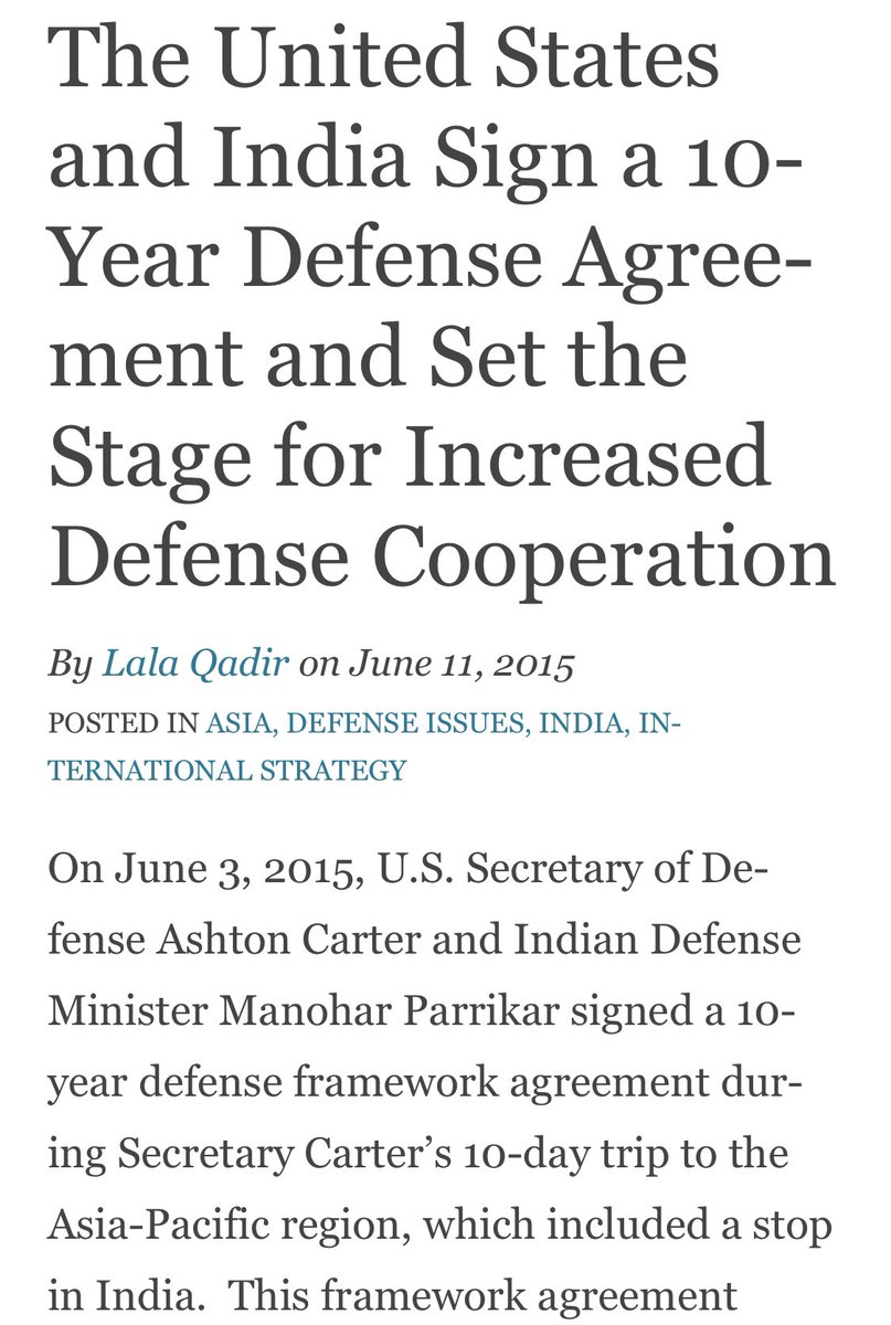 US & India signed a “10 year Defence Framework Agreement” in 2015 it aligned strategic interests of both states in the world on a larger scale & regionally.It became imperative for both to synchronize their defense & foreign policies accordingly. #IndiaWagingHybridWar/21