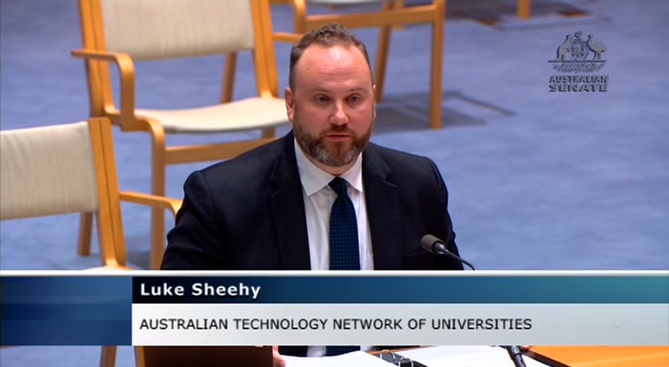 ATNUnis's tweet image. ATN&apos;s @LukeSheehyATN told the Senate Ed committee that ATN support the broad objects of the #JobReadyGraduates Bill, but it should be amended to strengthen participation and equity, which are necessary for Australia&apos;s post-pandemic recovery ow.ly/6XKk50BqTDg