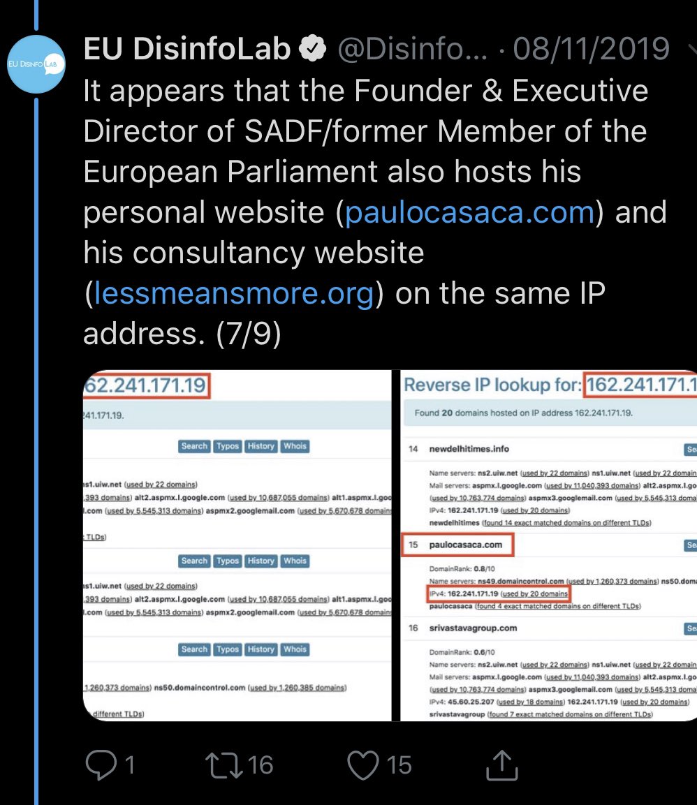 Do you remember a major investigative story by EU’s Disinfo Lab that uncovered a worldwide network of 265 fake outlets in 65 countries serving Indian lobbying interests?Well, these fake Indian outlets are (funding) partners of EFSAS, such as SADF. https://www.efsas.org/partners-of-efsas//42