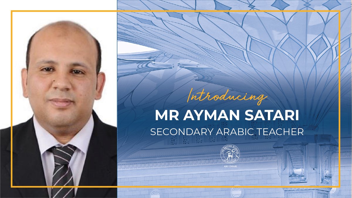 BSAKAbuDhabi's tweet photo. The BSAK Secondary Languages department is delighted to welcome Ayman Satari as a new Arabic teacher.
#BSAKSecondary #BSAKArabic #BSAKOutstanding @BSAKsecHead #InspiringSchools #BSAKLanguages https://t.co/fEF7agIcF6