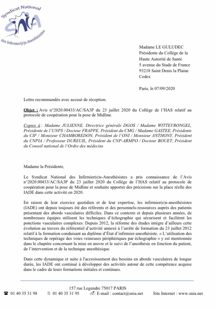 SNIA75's tweet image. #MidLines #IADE Le courrier envoyé à la @HAS_sante et copies aux parties prenantes.