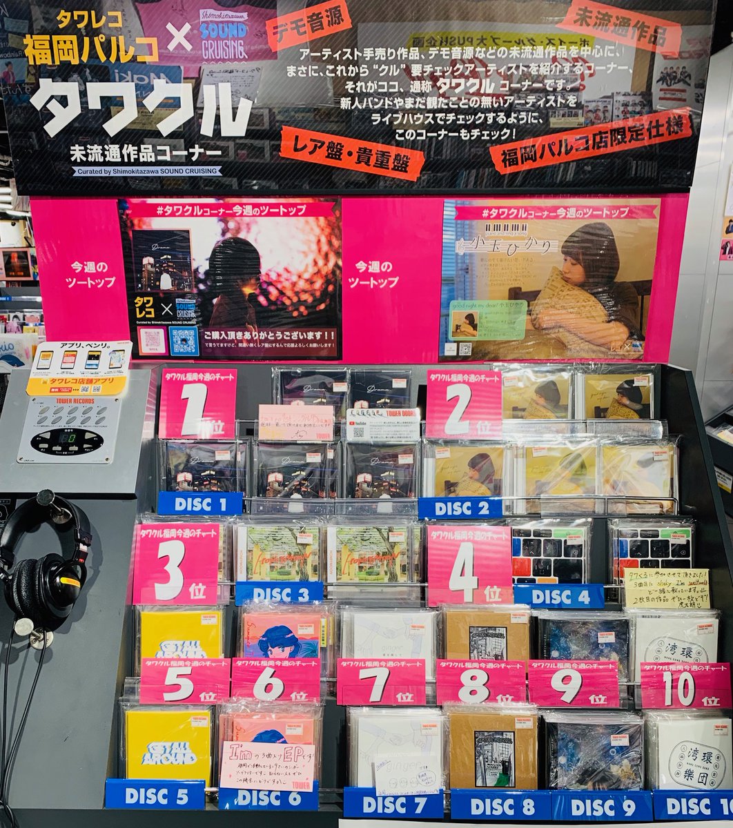 TOWER_Fukuoka's tweet photo. 【#タワクル福岡】
✨ 9/14付 チャート発表 ✨
1位 #taiyo
2位 #小玉ひかり
3位 #スケアクロウ
4位 #虎太朗
5位 #GETALLAROUND
1位は先週ニューエントリーのtaiyo‼️
POPS・R&B・HIPHOPを絶妙なバランスで取り入れたtaiyoのサウンド、ぜひチェック‼️
2位は、ぷらそにかの小玉ひかり‼️ https://t.co/zYDLc4EHZA