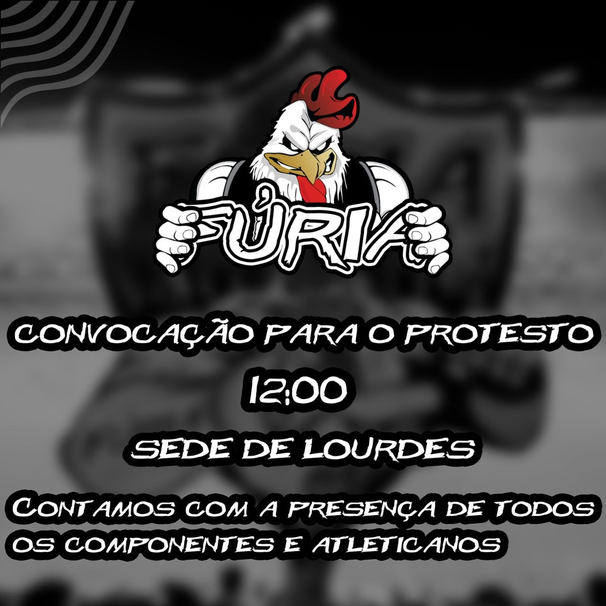 Furialvinegra's tweet image. A Torcida Organizada Fúria Alvinegra vem convocar todos os componentes e atleticanos a protestar amanhã, 12:00 na sede de Lourdes, por mais respeito com a Massa e contra a contratação do ex atleta Thiago Neves.

Ass. Diretoria