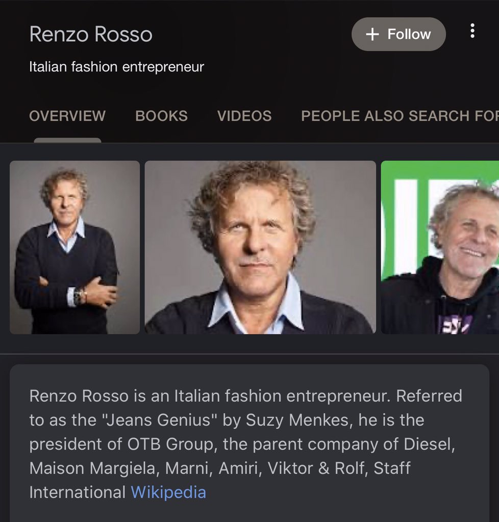 RENZO ROSSO(Diesel's President and Founder,President of OTB Group)