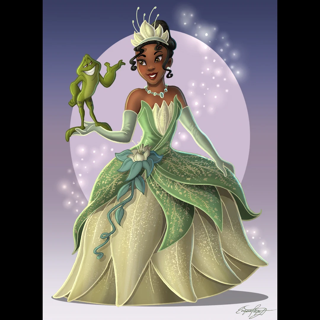 black princess in green dress Gene Fayne Art on X: 