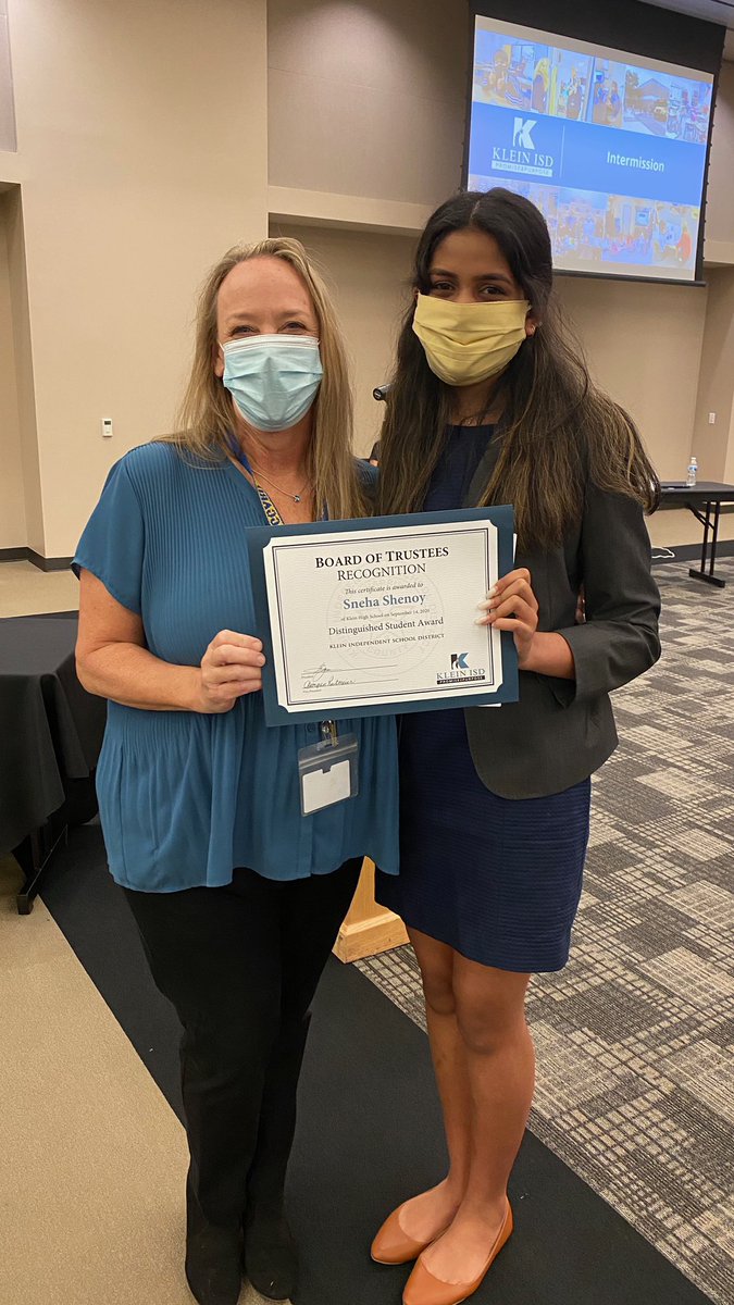 HaggardKristen's tweet image. It was an honor to stand beside you Sneha as the @KleinISD School Board recognized you as a Distringuished student !  I'm so proud of you and your @PledgeDistance campaign!!!  @KleinHigh @BrandonBaker31 @steplively421 💙💛