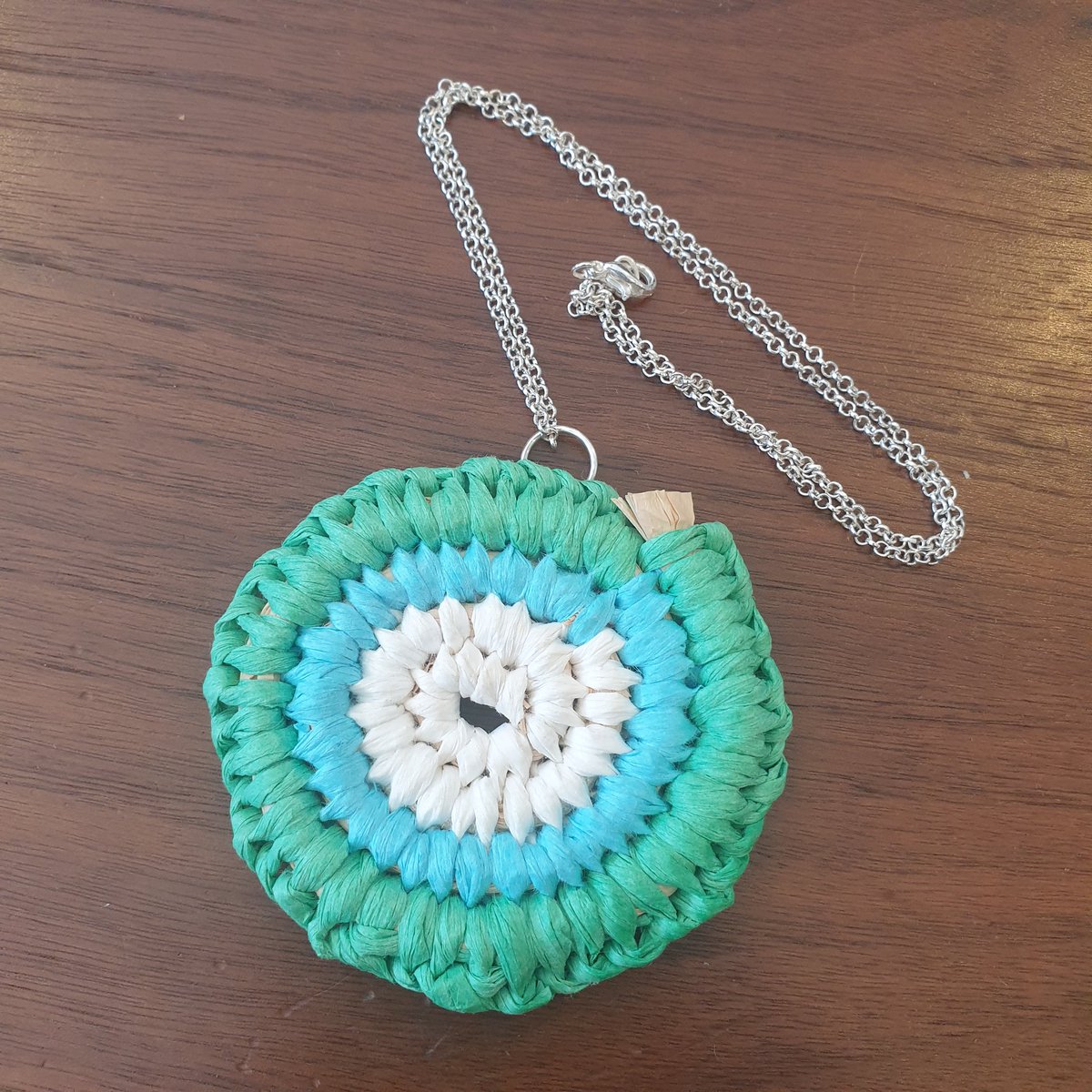 waybarra's tweet photo. A special pair I made for a Torres Strait Islander Queen 🤍💙💚 #culture #weaving #art #jewellery #necklace #earrings #coiled #raffia #Indigenous #Aboriginal #torresstraitislander https://t.co/rdglSzk5Gw