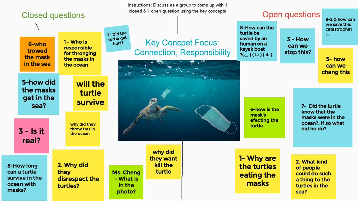 MsChengSarah's tweet photo. 5C Chameleons continues on our journey of questioning...we tried out jamboard today in breakout rooms. It's a fantastic visual tool to show student thinking and engage group discussions. #jamboard #ibpyp https://t.co/pFNKYUnFrC