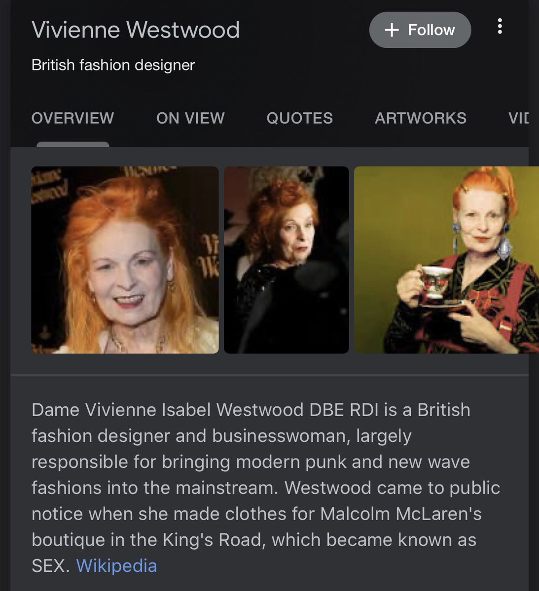 VIVIENNE WESTWOOD(Fashion Designer)