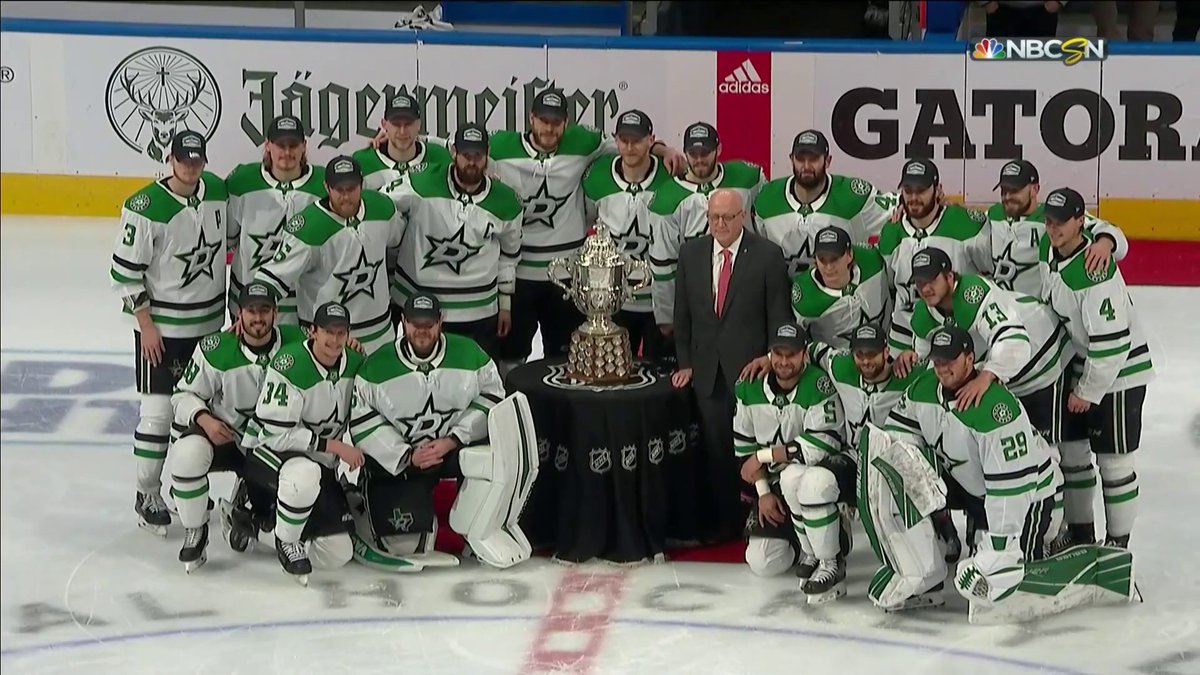 NBCSportsHockey's tweet photo. Western Conference Champions. 

#GoStars | #StanleyCup https://t.co/Vswc2MMxXX