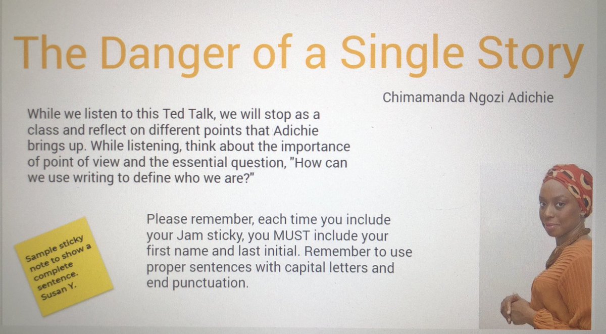 MsYates_English's tweet photo. This is by far my favorite Ted Talk. We had a great discussion today about bias, prejudice, point of view, and evidence. I can’t wait to finish tomorrow and see what these young brains have to say! https://t.co/02EO0BeXz9