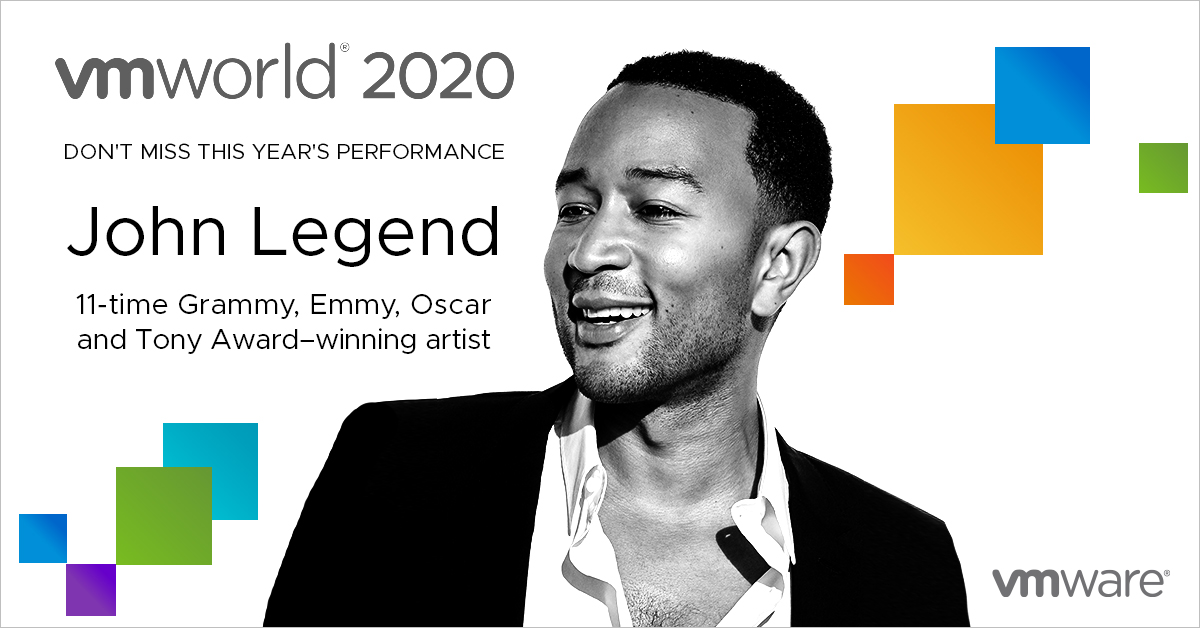 VMware's tweet photo. Need one more reason to attend #VMworld 2020? 11-time Grammy, Emmy, Oscar and Tony Award-winning artist John Legend will be performing for the VMworld 2020 Concert! You don’t want to miss it, register today: https://t.co/4FaVcSz2ir https://t.co/MilaKG5EpV