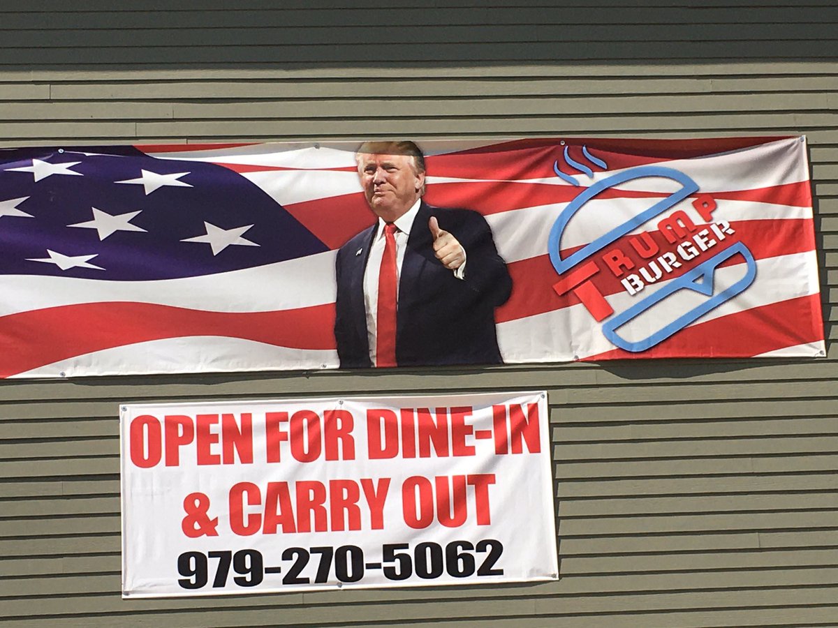 matthew2000tx's tweet photo. @LastWeekTonight have y’all been to Beeville, Tx where there is a Trump Burger and a Trump Cafe?!? Small town two Trump eateries seems like a fun story the cult of Trump https://t.co/YXPUX6pz1n