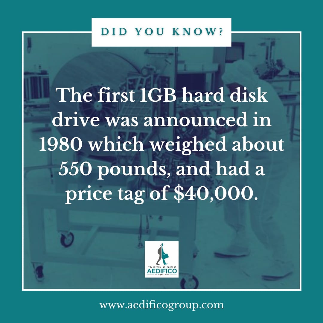 AedificoT's tweet photo. DID YOU KNOW: The first 1GB hard disk drive was announced in 1980 which weighed about 550 pounds, and had a price tag....

(Source: https://t.co/aSe0R7hGMO)

#harddrive #programminglanguage #codingbootcamp #learntocode #computerfacts #interesttingfacts #codinglife #aedificotech https://t.co/J04CtrwkCs