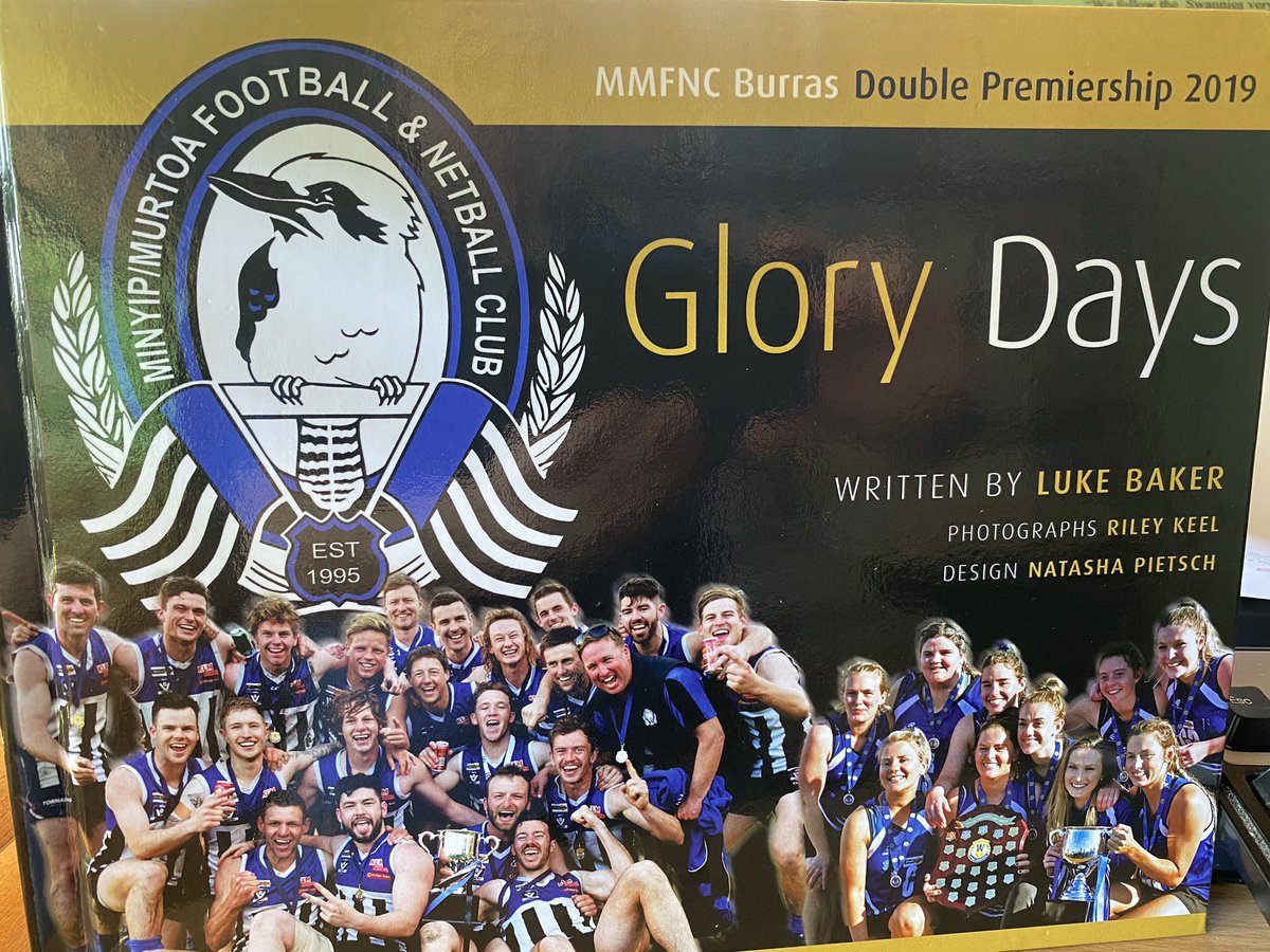 PaulAmy375's tweet photo. What a treat to receive from Minyip Murtoa FNC a book chronicling its senior football and netball premierships in 2019. Looks terrific. Thanks to Tony Baker for popping it in the post. The great John Harms wrote the foreword. https://t.co/2eMvApkjgo