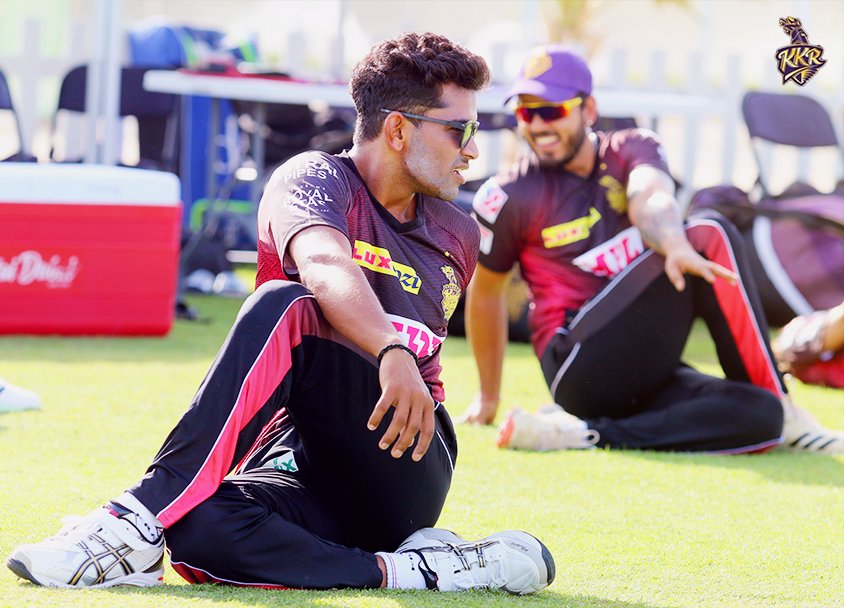 KKRiders's tweet photo. S T R E T C H I N G   I T   O U T! 🤸🏻‍♂️

@ShivamMavi23 @NitishRana_27

#KKRHaiTaiyaar #Dream11IPL https://t.co/P6OJiG0EZ7