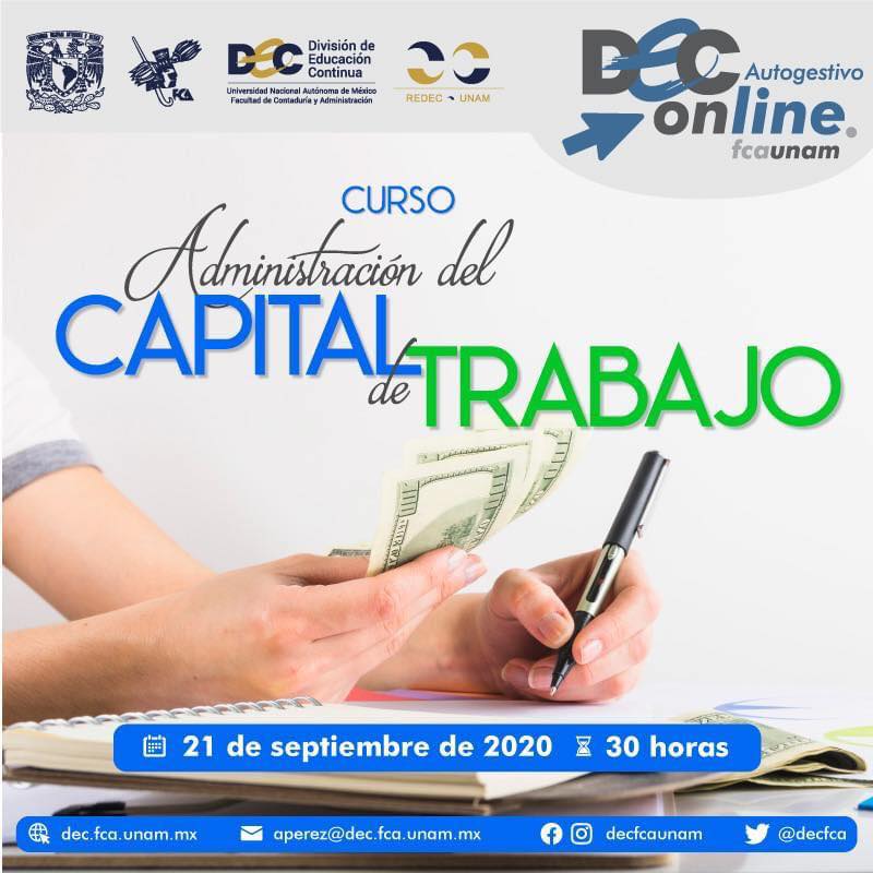 FCAUNAMOFICIAL's tweet photo. Consulta la oferta de cursos y diplomados para el mes de septiembre - octubre en UNAM División de Educación Continua, FCA

▪️ Administración del capital de trabajo

▪️ Estrategias para vender más y negociar mejor

ℹ️https://t.co/48HQRoQhm0

Forma parte de la Comunidad #DEConline https://t.co/IcNY4WvWgu