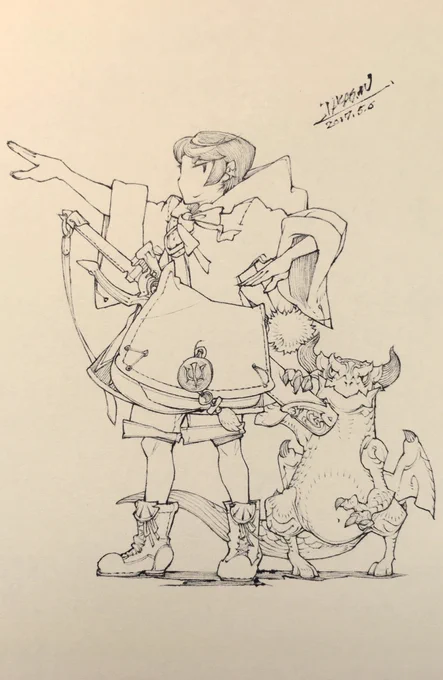 『静かにバックアタック』な筆ペンイラスト! 