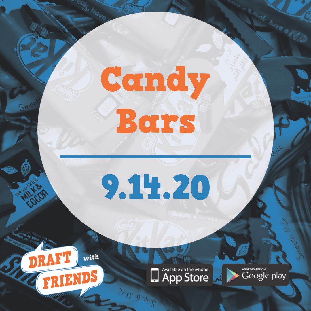 draft_w_friends's tweet photo. Who doesn’t love a candy bar? Whether it has chocolate, peanut butter, caramel, coconut, almonds, nougat ... the list can go on and on. Now it’s time to draft your all time favorites against your friends! Draft, share and vote! #draftwithfriends #candybars https://t.co/2goZiFjeQu