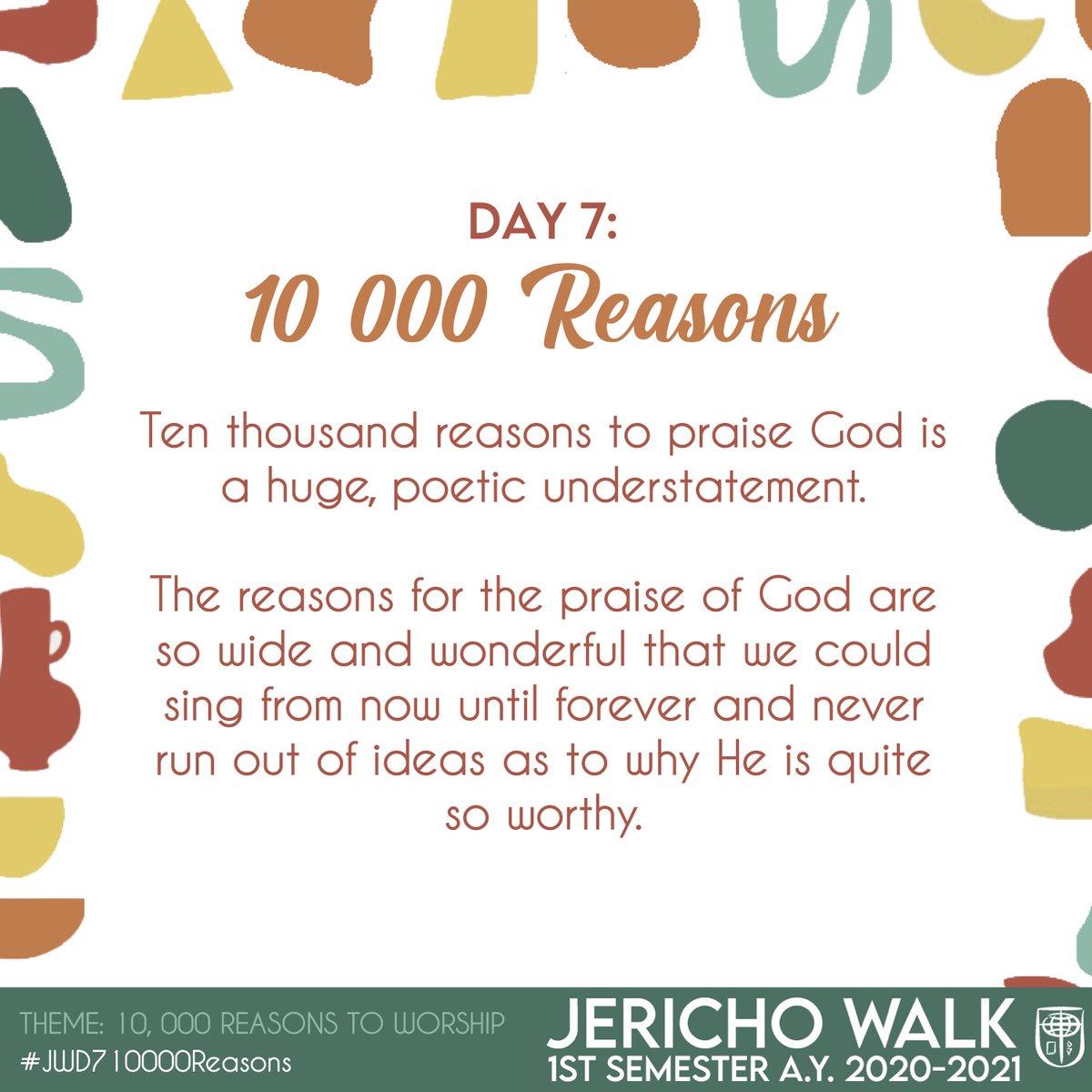 wvsucomcccmm's tweet photo. DAY 7: 10,000 Reasons
#JWD710000Reasons

Thank you for joining us for this semester’s Jericho Walk. We wish you all good health and that God Guidance be upon us all. Have a great semester Roxas Hall, God bless! https://t.co/OM81sdx2gJ