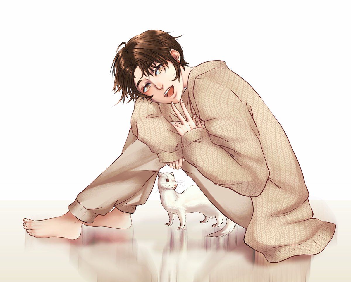 tinycurlyq's tweet photo. Modern AU Xie Lian and Rouye from @yinghvo and @LeBearPolarr ‘s AU they’re working on. @BakugouCutesuki helped me with colors on this as well. #XieLian #rouye #tgcf #au #tinycurlyq https://t.co/i7WcoDOL2o