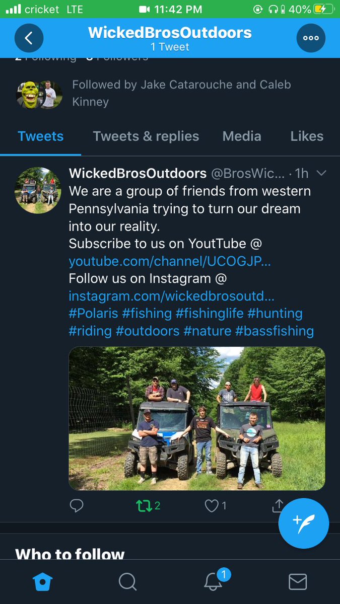 muth_brady's tweet photo. Go follow @BrosWicked for your outdoor fix. We’re a group of friends from a small town making our dreams into a reality #hunting #fishing #outdoors #bowhunting #polarisoffroad https://t.co/eJhpMPDnUg