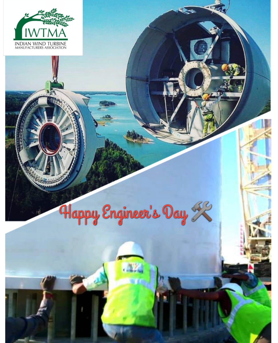 indianwindpower's tweet photo. Happy Engineer's Day !

The Hard Work And Innovative Ideas of Engineers Is Key to The Renewable Sector Rise.

Salute to All Engineers.

#EngineersDay
#Renewable
#WindEnergy
#WindIsTheSolution
#PowerFromThinAir https://t.co/QbdidVG1BG