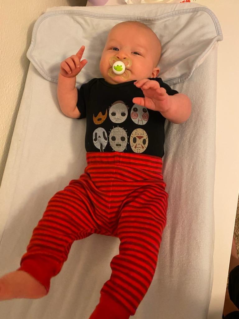 SunshineCowger's tweet photo. Can't help but to show off 3 month old, Walker. His mama put him in the Halloween shirt I gave him. How cute is my little snuggle bug?
My life is better because he simply exists.
#WalkerLee https://t.co/tSLplk3TDT