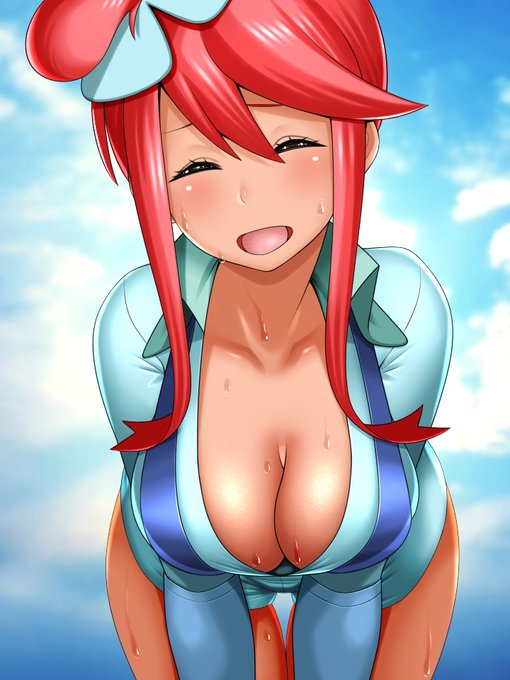 胸元はだけて前かがみになりながら「まだ暑いね～」とか言ってくるフウロさん 