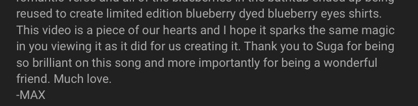 “thank you to suga for being so brilliant on this song and more importantly for being a wonderful friend” 🥺