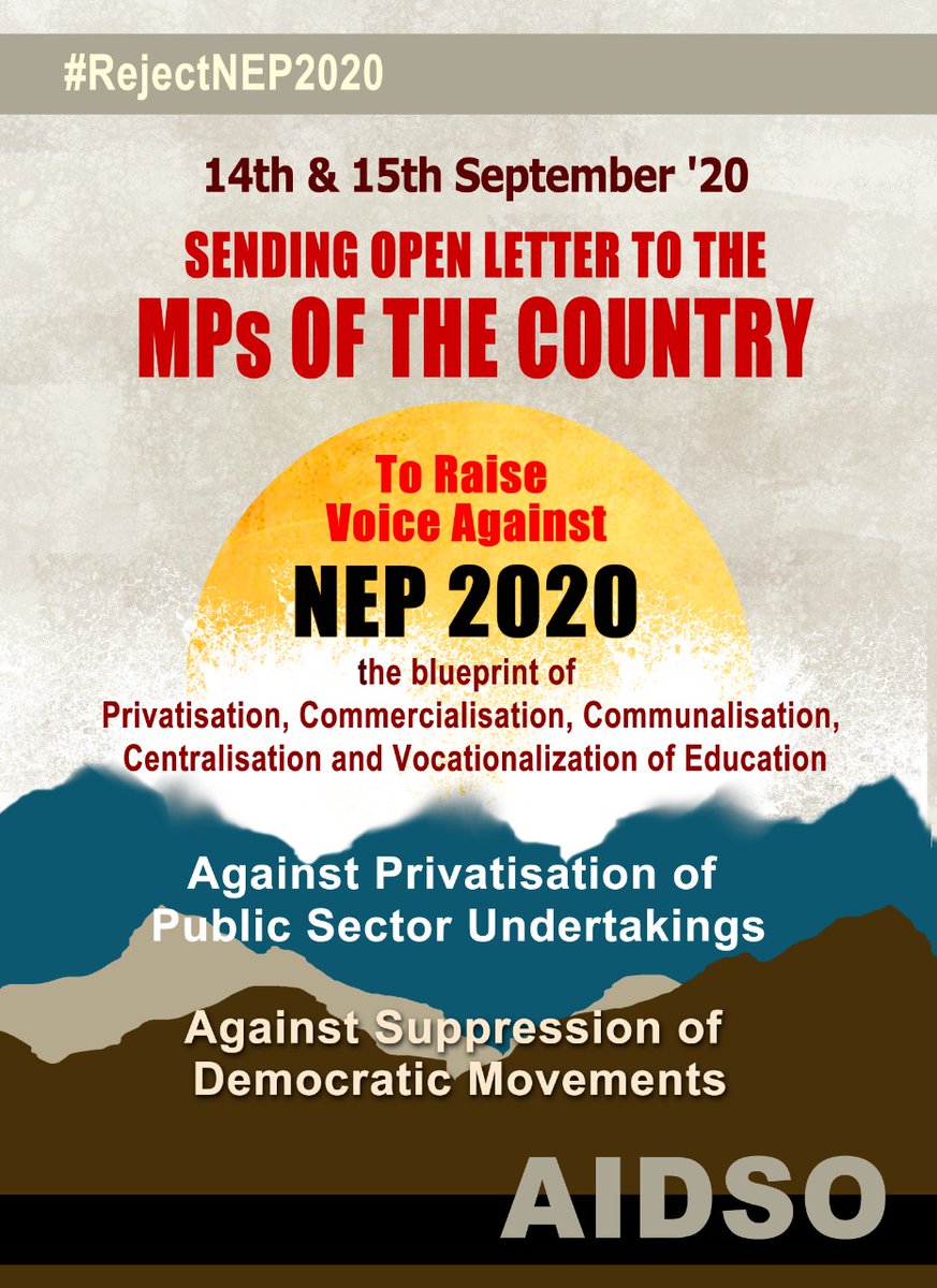 aidsokerala's tweet photo. #RejectNEP2020 #saveeducation #nep2020 #StudentLivesMatter #stopprivatization #scrapNep #Withdrawnep #Students #society #AIDSO #Government #mhrd #india #aidsokerala https://t.co/ECuEe14324