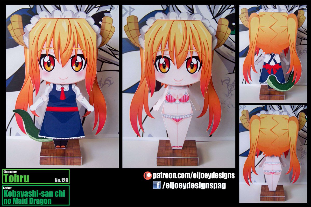 ElJoey_Designs's tweet photo. I like to share my papercraft versiones of the Maid dragon girls @coolkyou2 sensei hope you like them https://t.co/SfbYK93gCU