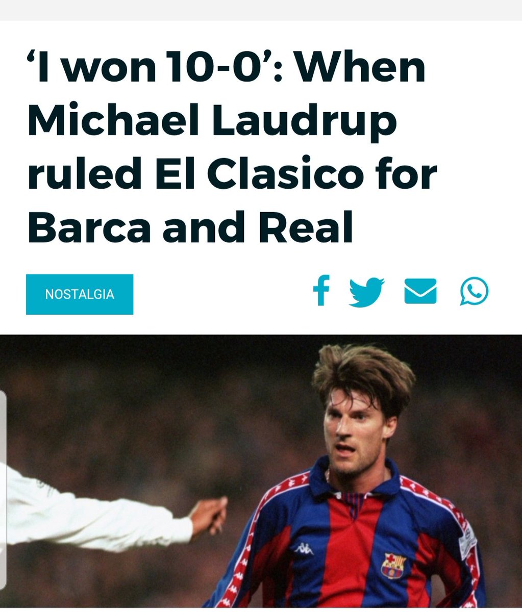 1994 Barcelona 5-0 Real Madrid 
1995 Real Madrid 5-0 Barcelona
All Because of One Man..
1994 Laudrup Played for Barca 
1995 Laudrup Played for Real 
#theunsungheroes #BestPlayerEver