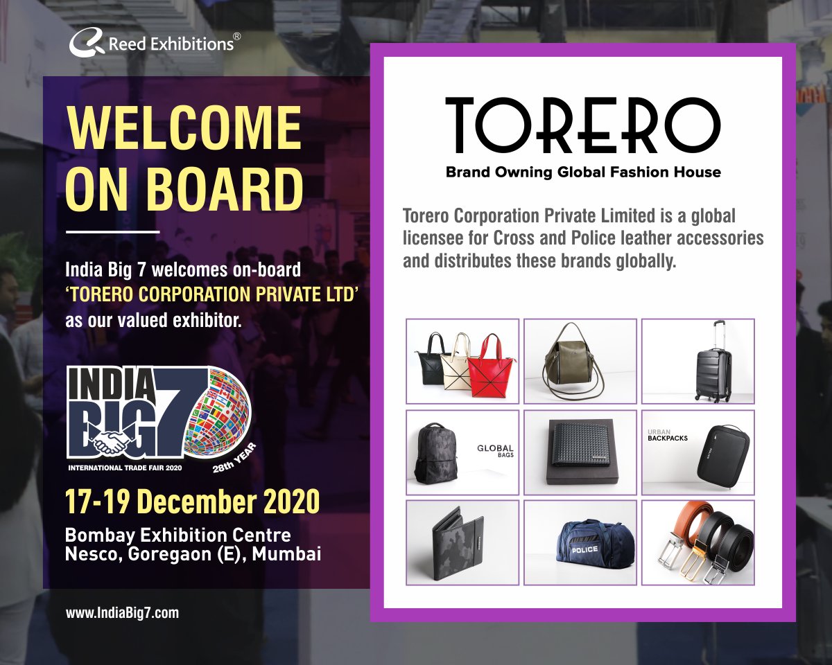 indiabig7's tweet photo. We welcome #ToreroCorporation on board as our esteemed exhibitor. 
Torero Corporation is a global licensee for #CROSS and #POLICE leather accessories and distributes these brands globally. Click here to get their product information and quote https://t.co/kWs4xEnqN7 #IndiaBig7 https://t.co/VjeR0UKGdA