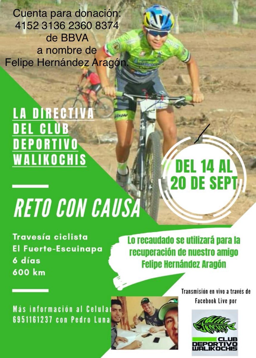 gladyshariz's tweet photo. @ANPNL05 @realDonaldTrump Hoy inicio el #RetoConCausa para apoyar a mi primo Felipe, joven ciclista sinaloense, para recaudar fondos para su tratamiento contra el Cáncer. Pido su ayuda para compartir, seguir las transmisiones en vivos del reto y donar 🤲🏻❤️. https://t.co/GIr2Hsdw3i