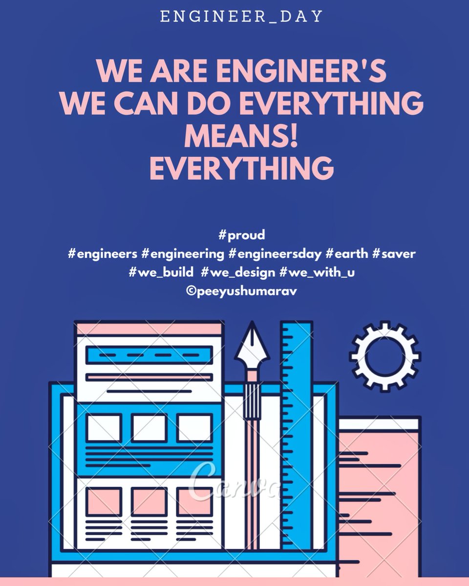 Peeyushumarav's tweet photo. #proud
#engineers #engineering #engineersday #earth #saver #we_build  #we_design #we_with_u
#peeyushumarav
@Ashutosh_1703 @Abhi_as_AR @AshishSahu2701 @ashwin18k @DrKumarVishwas @ksandeepdwivedi @engineers_feed @TwitterEng https://t.co/iD7xOxIKCY