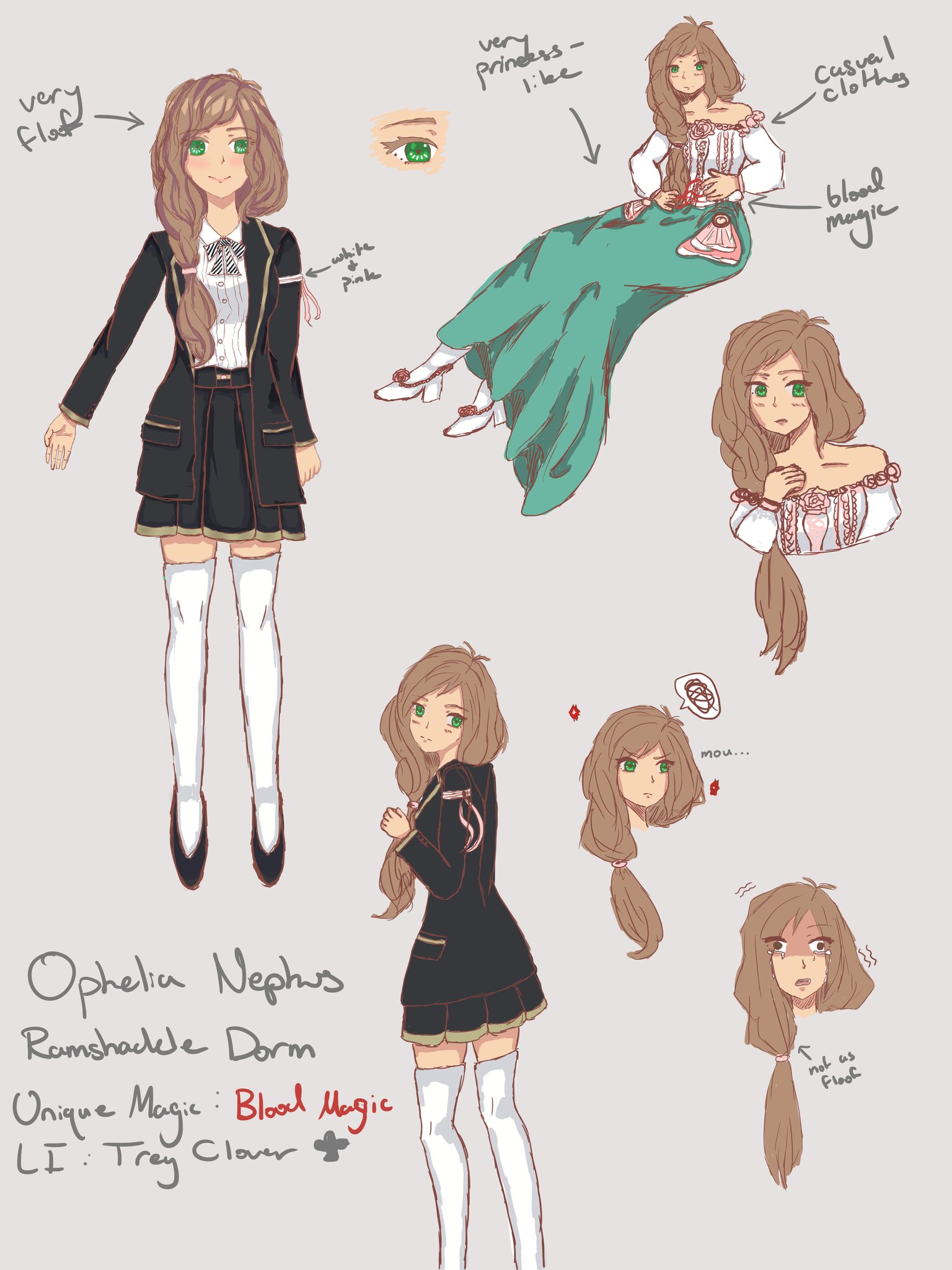 Winter Dark Albert Plz Come Home Name Ophelia Nephus S O Trey Clover Age 18 Dorm Ramshackle Dorm Fun Facts Favorite Food Dumplings Least Favorite Food Spicy Food Dislikes Using